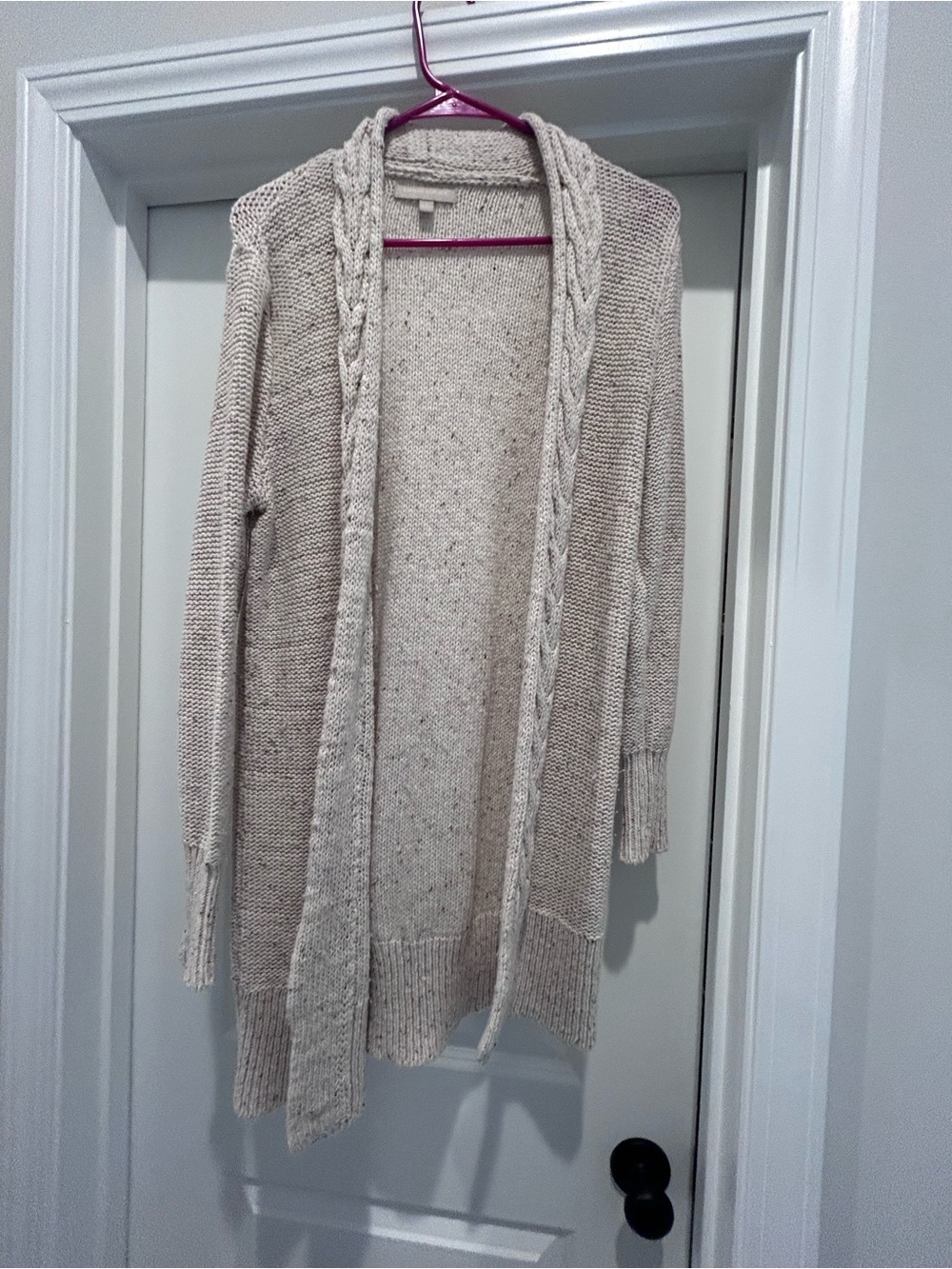 Banana Republic Open-Front Cable-Trim Cardigan in Oatmeal Small